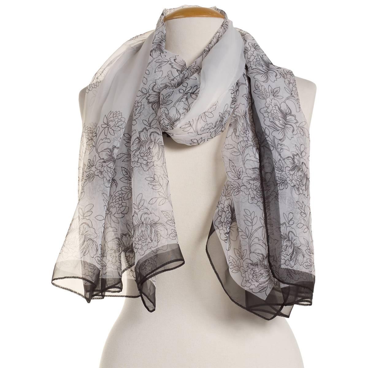 Womens Renshun Silky Floral Oblong Scarf