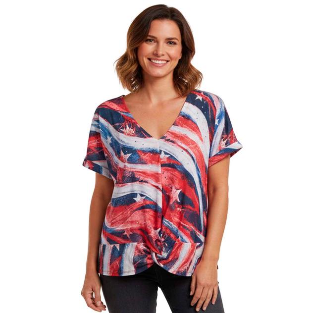 Womens Thomas & Olivia Dolman Sleeve Star V-Neck Tee