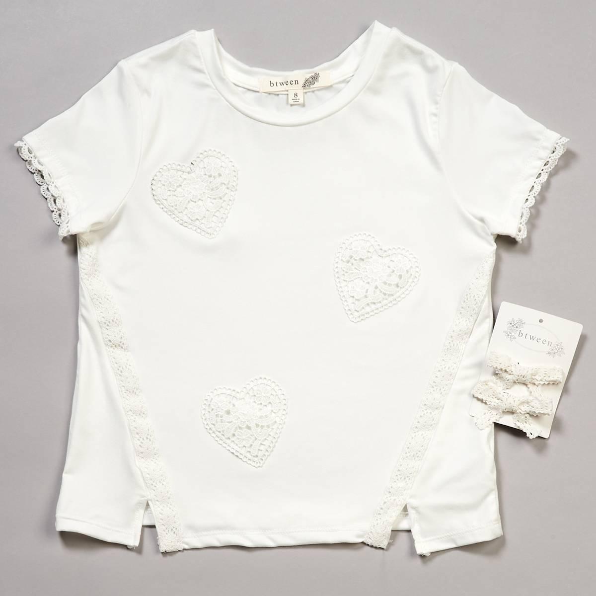 Girls (7-12) BTween(R) Short Sleeve Crochet Trim Heart Tee