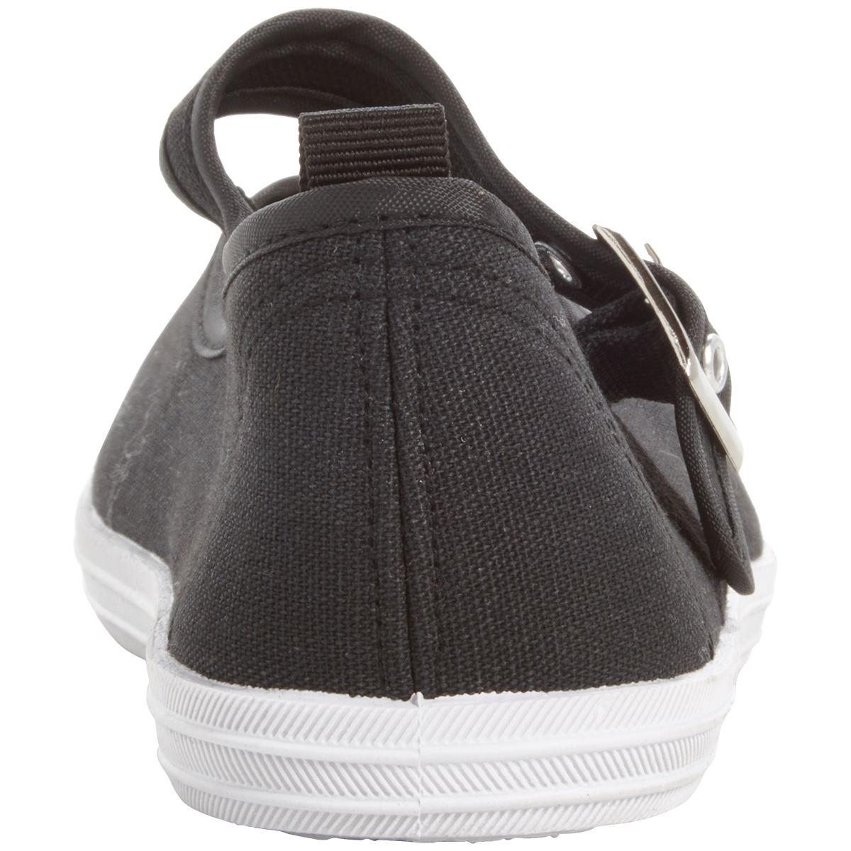Womens Ashley Blue Mary Jane Canvas Slip On Flats