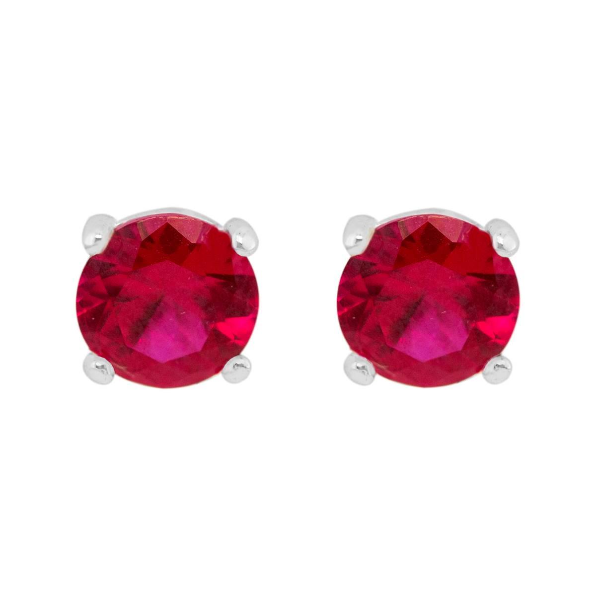 Marsala 6mm Round Lab Created Ruby Stud Earrings