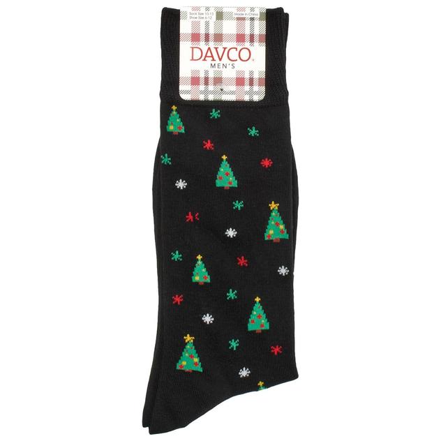 Mens Davco Christmas Retro Trees Crew Socks