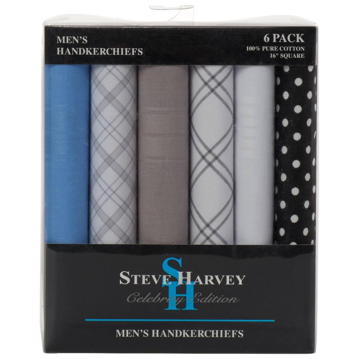 Mens Steve Harvey 6 Pk Cotton Handkerchief