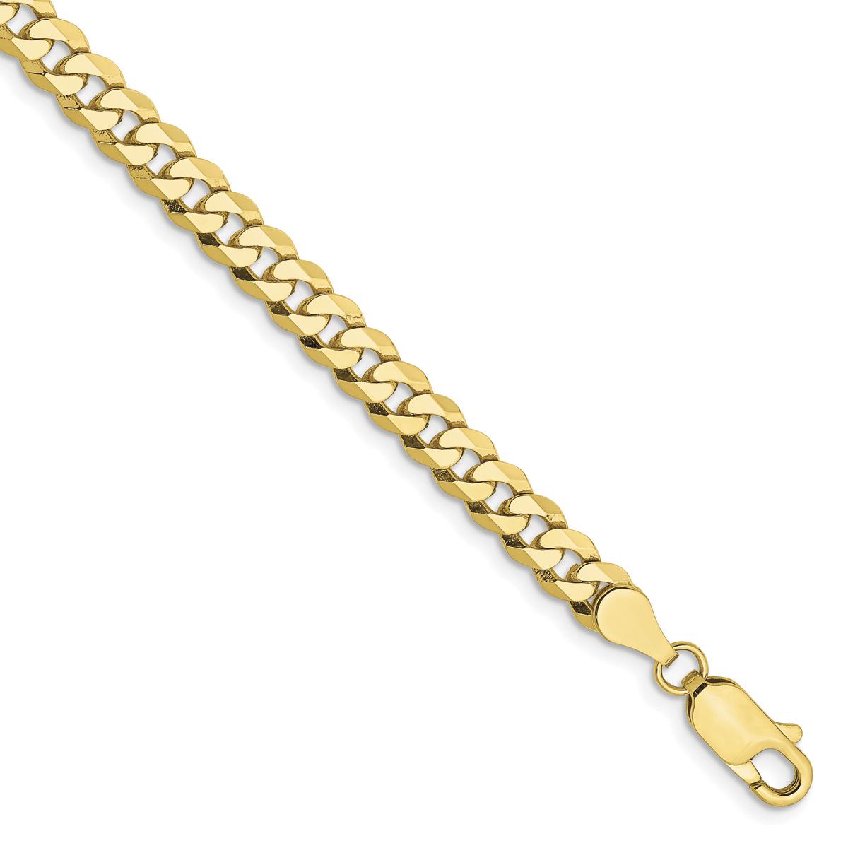 Mens Gold Classics(tm)10kt. 4.75mm 7in. Flat Beveled Chain Bracelet