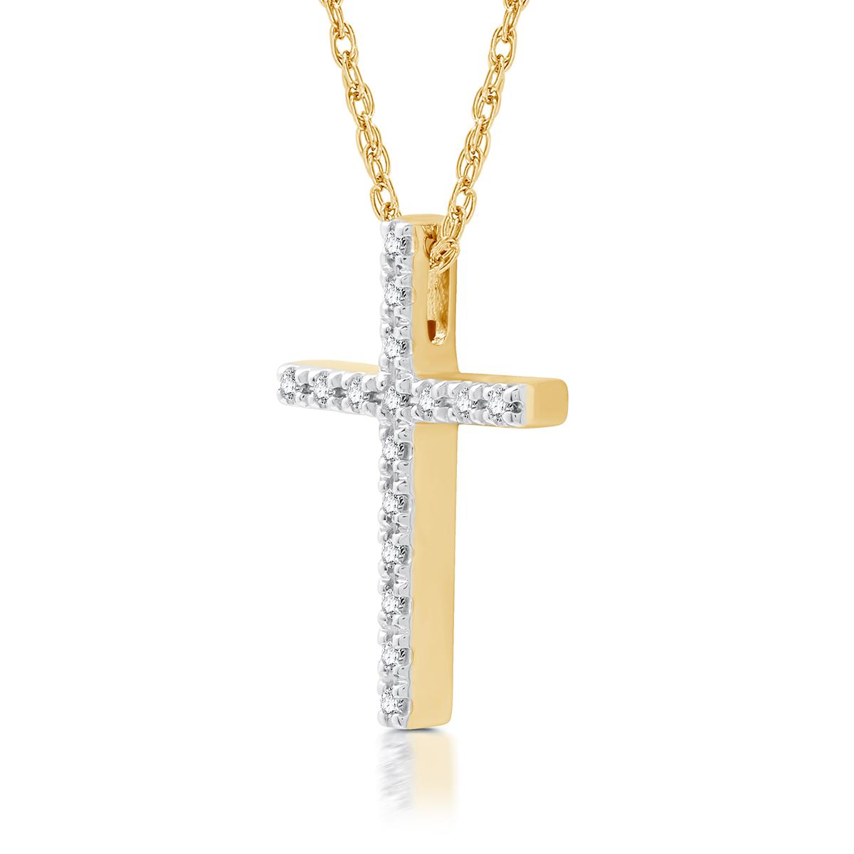 Nova Star® 1/10ctw. Two-Tone Lab Grown Diamond Cross Pendant