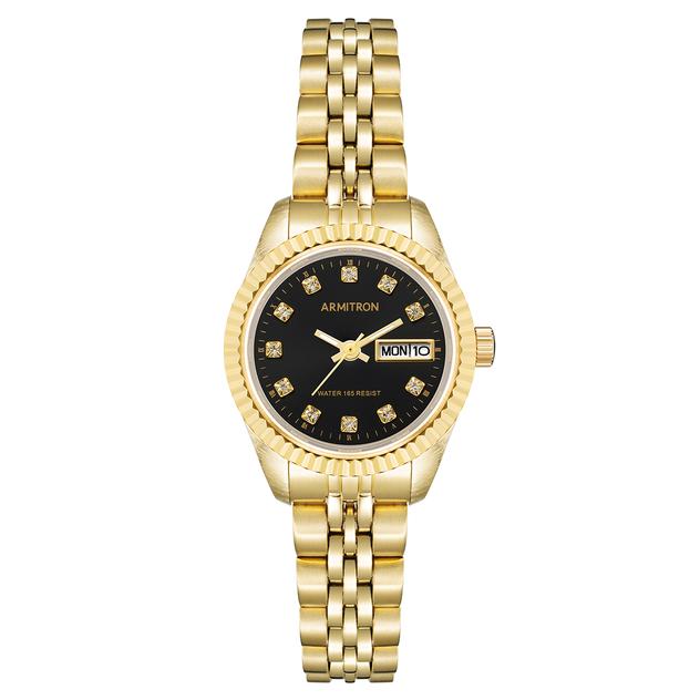 Womens Armitron Gold with Black Dial Bracelet Watch - 75-2475BKGP