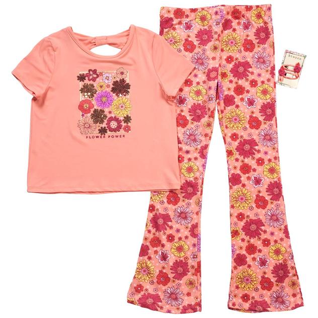 Girls (7-12) BTween® 2pc. Sparkle Flower Tee w/ Flare Leggings