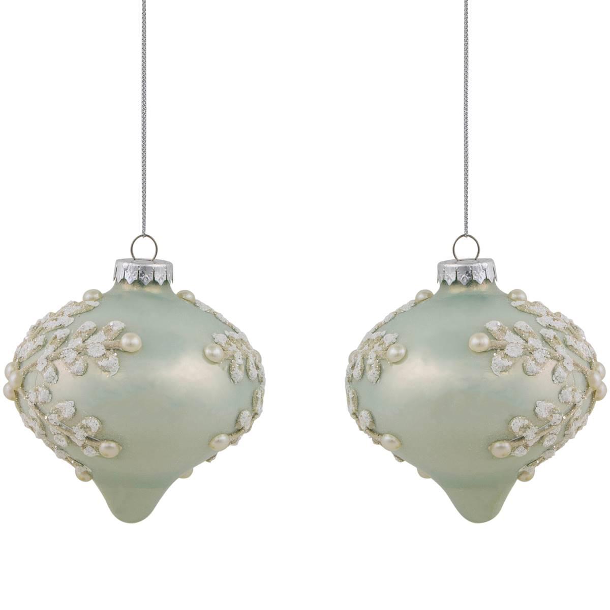 Northlight Seasonal Pastel Green Christmas Ornaments - Set of 2
