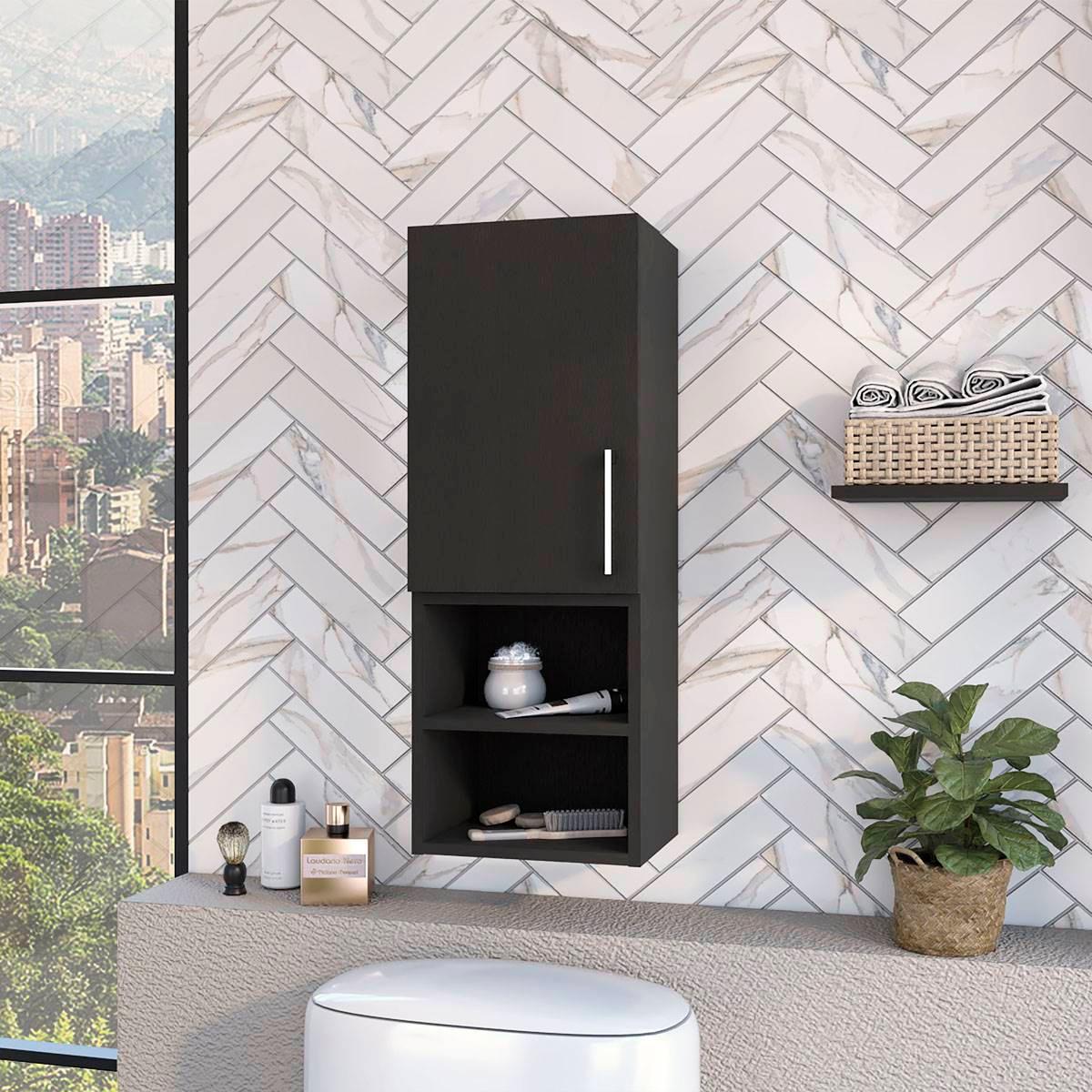 FM FURNITURE Praia Black Medicine Cabinet