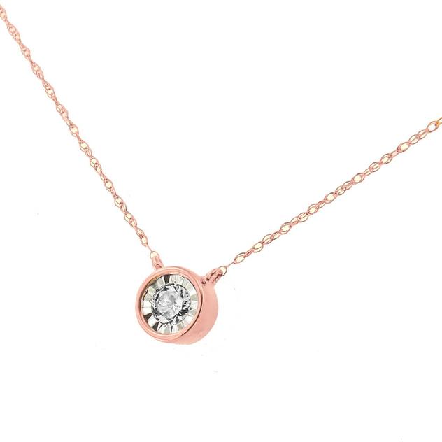 Haus of Brilliance Rose Gold 1/5ctw. Diamond Pendant Necklace