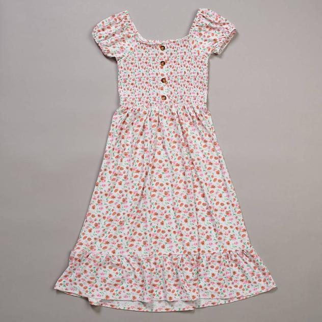 Girls (7-16) Jolie & Joy Short Sleeve Smocked Ditsy Dress