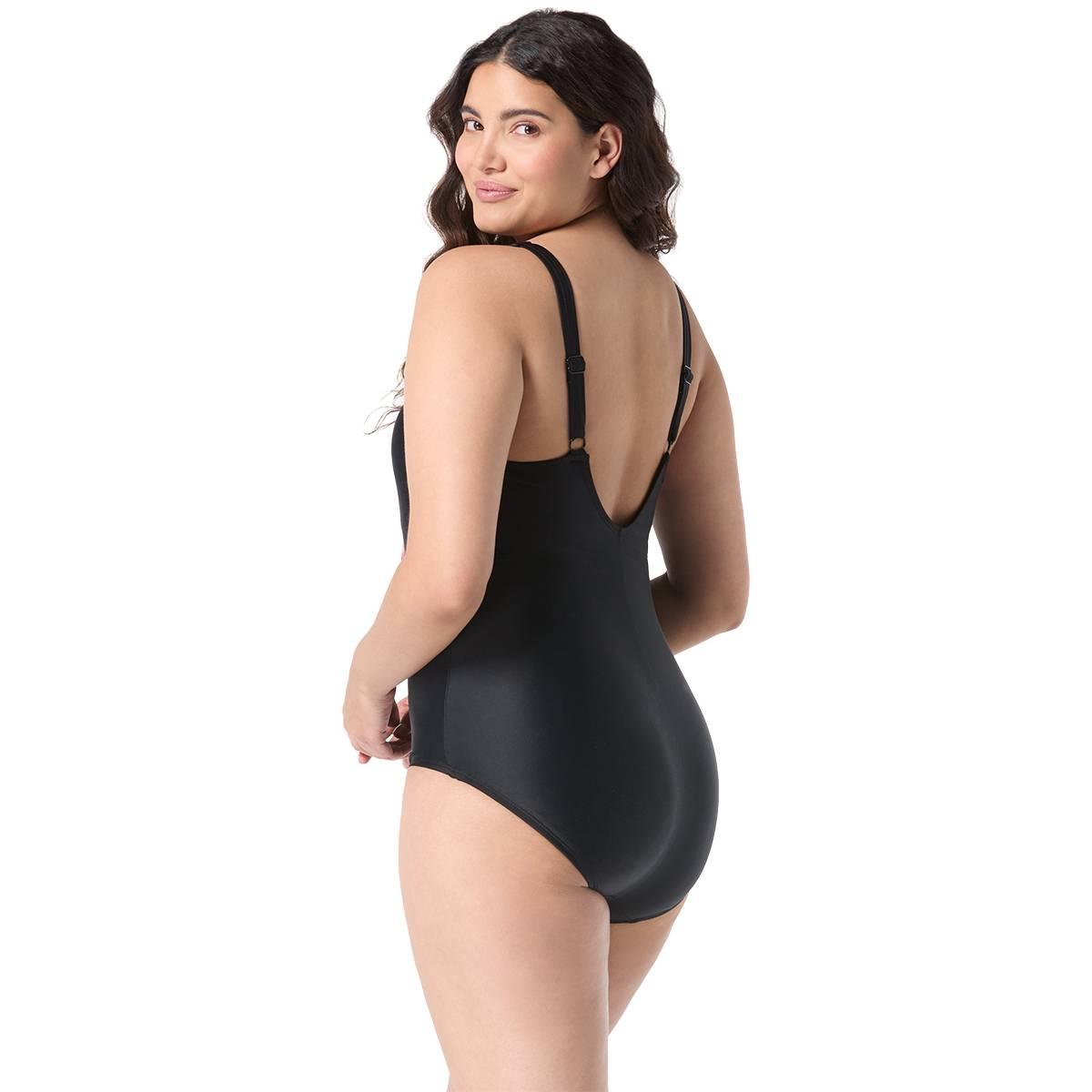Womens Roxanne Tropical Draped Sash One Piece Swimsuit
