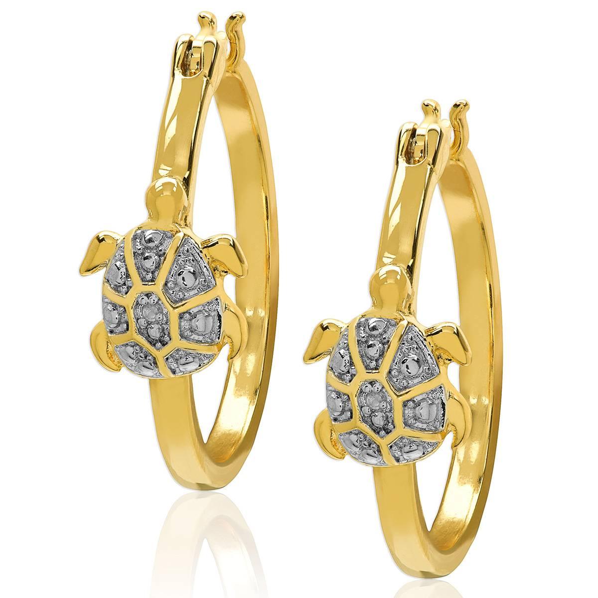 Accents by Gianni Argento Diamond Accent Turtle Hoop Earrings