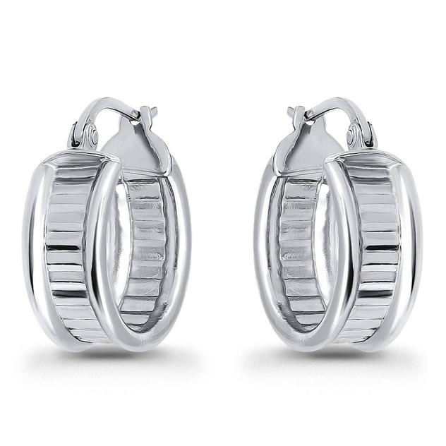 Designs by FMC Textured & Polish Border Design Hoop Earrings