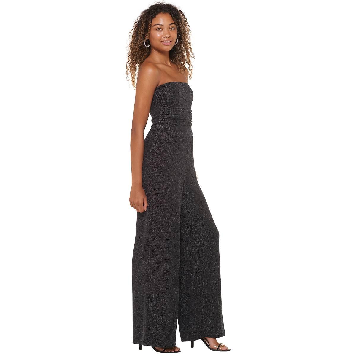 Juniors Madden Girl Lurex Knit Ruched V-Waist Tube Jumpsuit