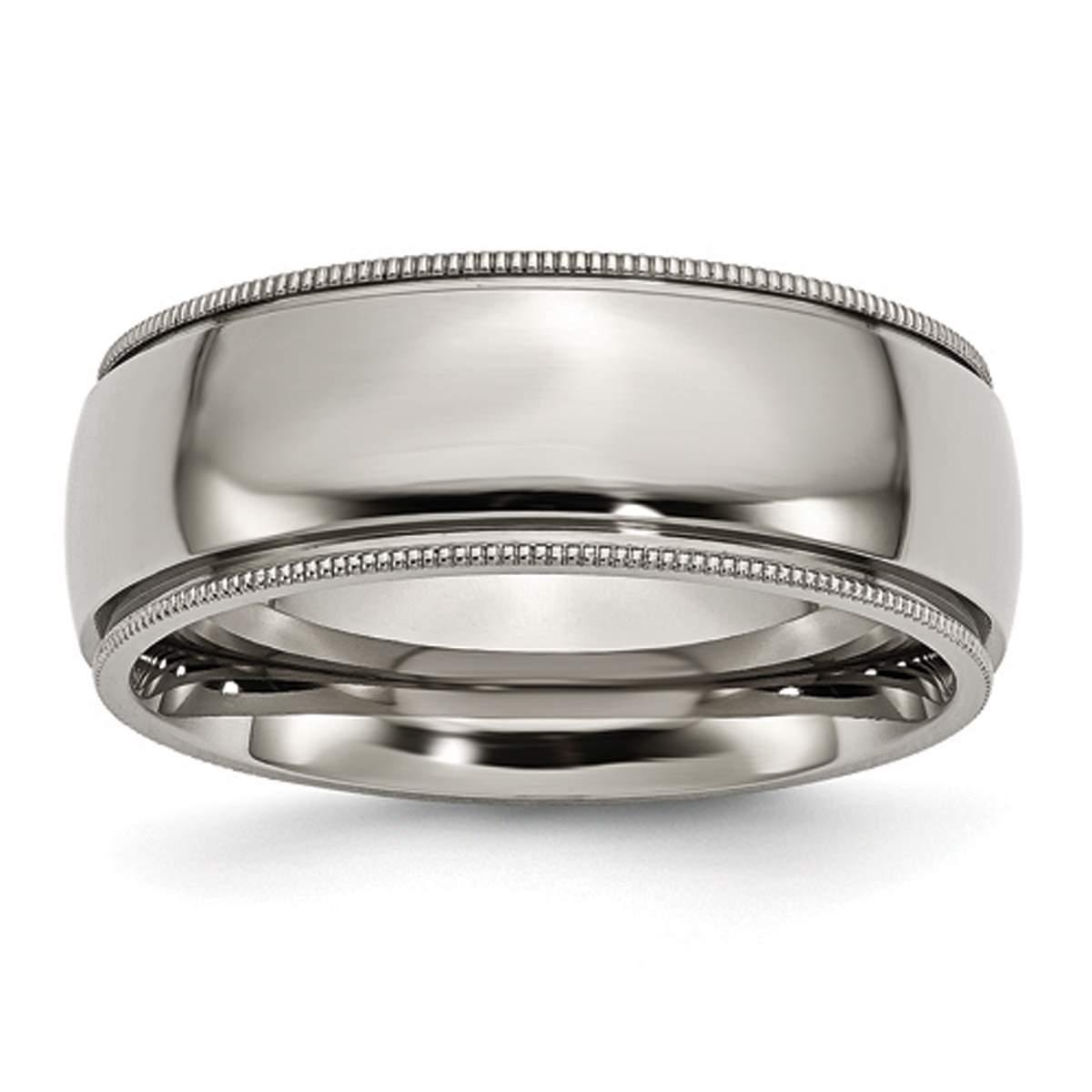Mens Endless Affection(tm) Titanium Grooved & Beaded Edge 8mm Band