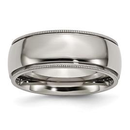 Mens Endless Affection(tm) Titanium Grooved & Beaded Edge 8mm Band
