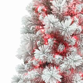 Puleo International 7.5ft. Red Pre-Lit Flocked Christmas Tree