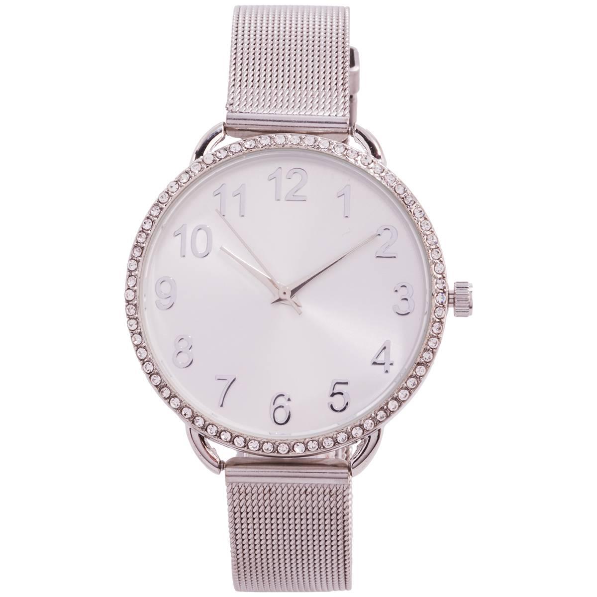 Womens Silver-Tone Crystal Accent Watch - 14332S-07-B28