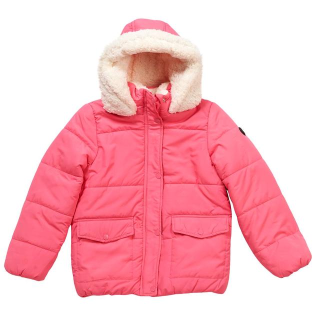 Girls (7-16) Kensie Girl Solid Sherpa Hooded Puffer Coat