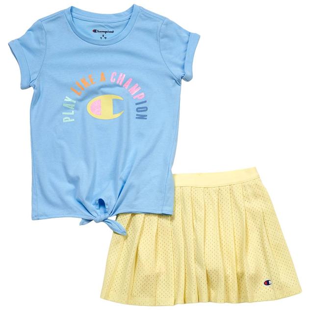Girls (4-6x) Champion® Tie Front Top w/ Mesh Skort Set