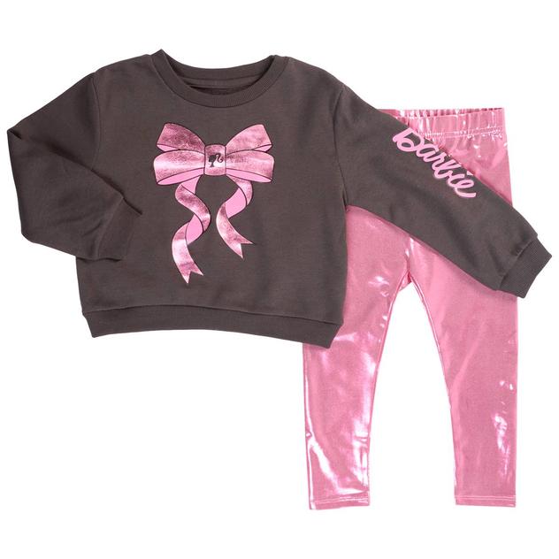 Toddler Girl Barbie® Bow Sweatshirt & Shiny Leggings Set