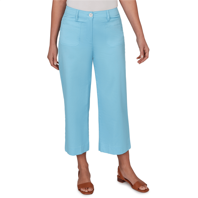Womens Hearts of Palm Aqua Fresh Wide Leg Cropped Pants
