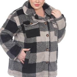 Plus Size White Mark Plaid Shacket