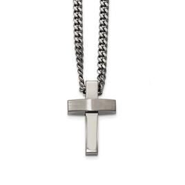 Mens Gentlemen's Classics(tm) Brushed Steel Cross Necklace