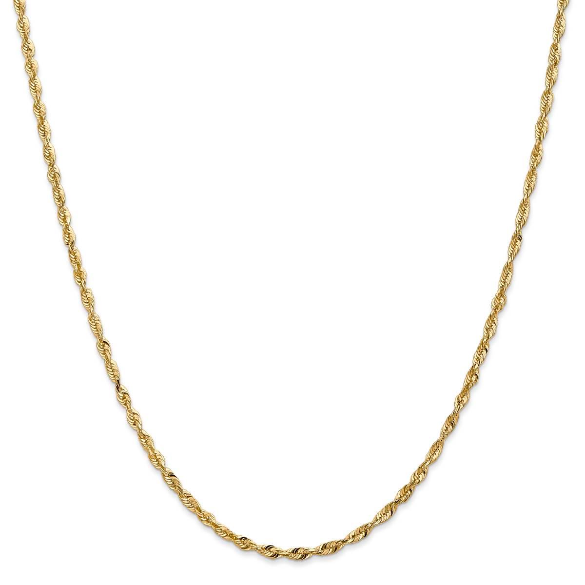 Unisex Gold Classics(tm) 2.5mm. 14k Diamond Cut Light Rope Necklace