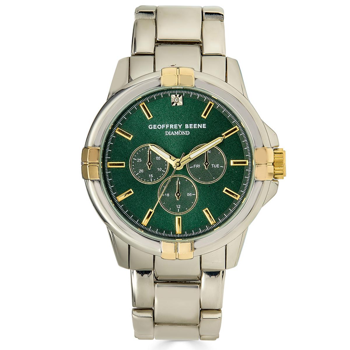 Mens Geoffrey Beene(R) Two-Tone Quad Bezel Diamond Watch GBA0015TTG