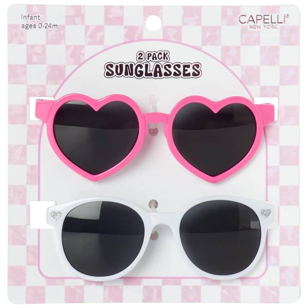 Baby Capelli® New York 2pk. Solid Heart & Classic Sunglasses