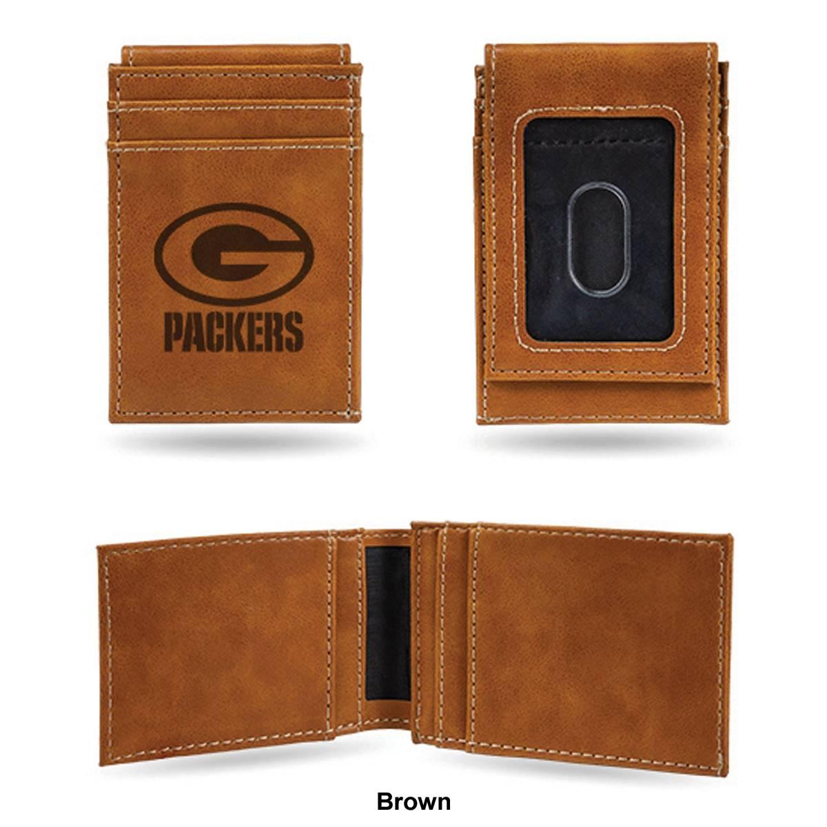 Mens NFL Green Bay Packers Faux Leather Front Pocket Wallet