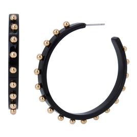 Steve Madden Resin Open Hoop Earrings w/ Metal Beads