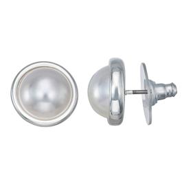 You''re Invited Silver-Tone Faux Pearl Stud Earrings