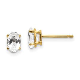 Gemstone Classics(tm) Yellow Gold 6mm. White Topaz Earrings