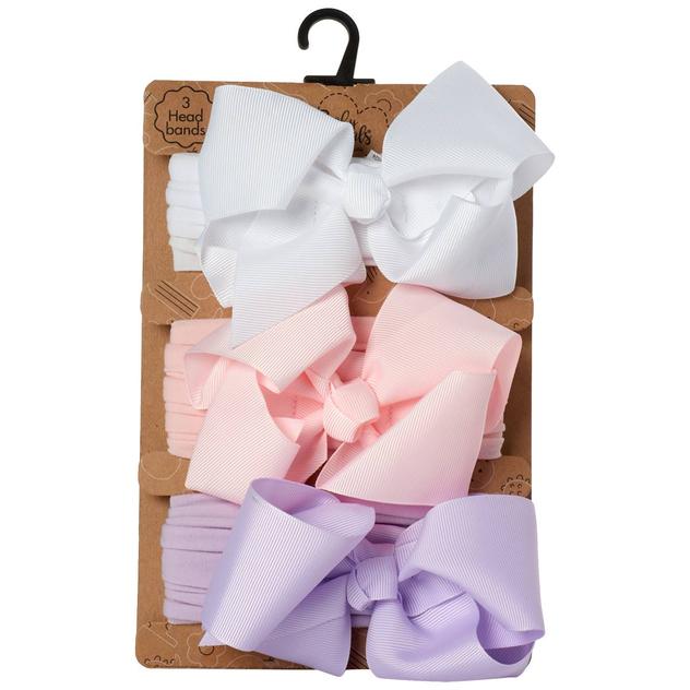 Baby Girl Baby Essentials® 3pk. Large Pastel Bow Headbands