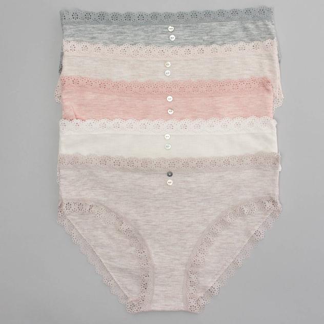 Womens Laura Ashley® 5pk. Rib Bikini Panties w/Lace LS6381-5PKP