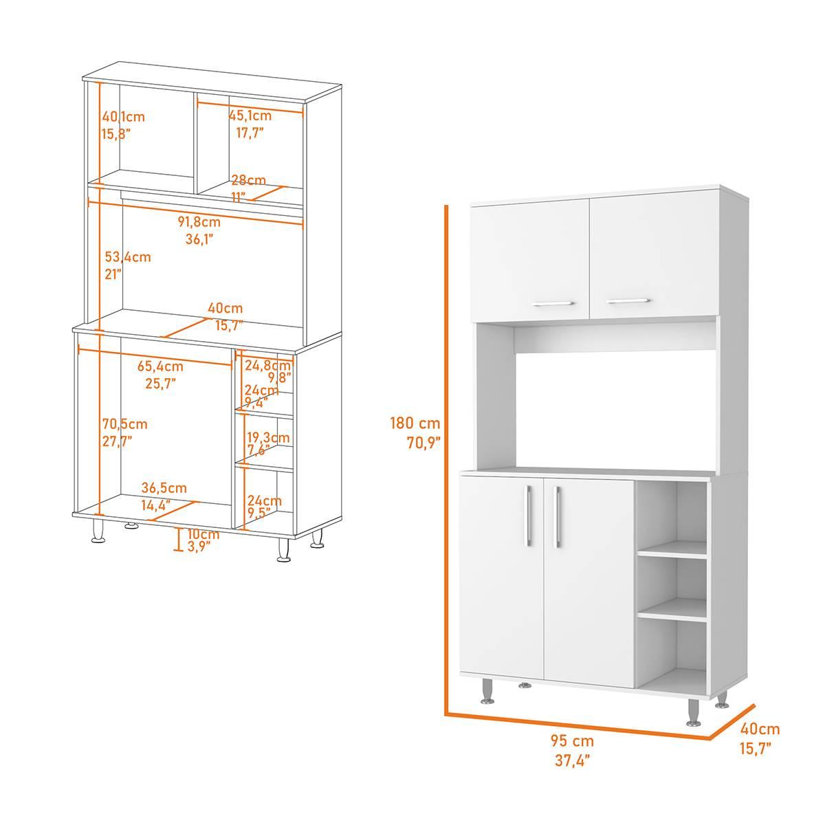 FM FURNITURE Colorado White Pantry Cabinet