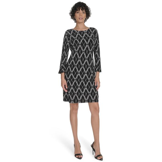 Womens Tommy Hilfiger 3/4 Sleeve Pleated Cuff Sheath Dress