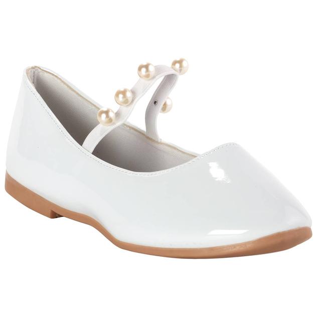 Big Girls Laura Ashley® Patent Flats with Pearl Straps