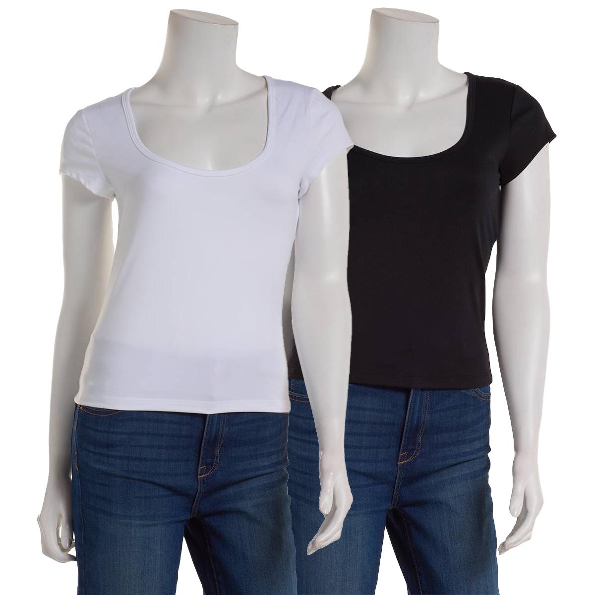 Juniors Urban Rebel 2pk. Nylon Jersey Scoop Neck Cap Sleeve Tees