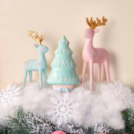 National Tree 9in. Pastel Blue Woodgrain Deer Figurine
