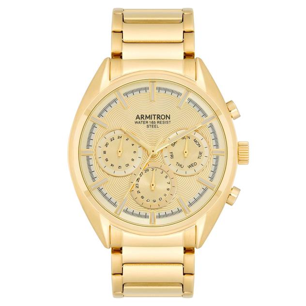 Mens Armitron 3 Eye Dial Gold-Tone Bracelet Watch - 20-5555CHGP