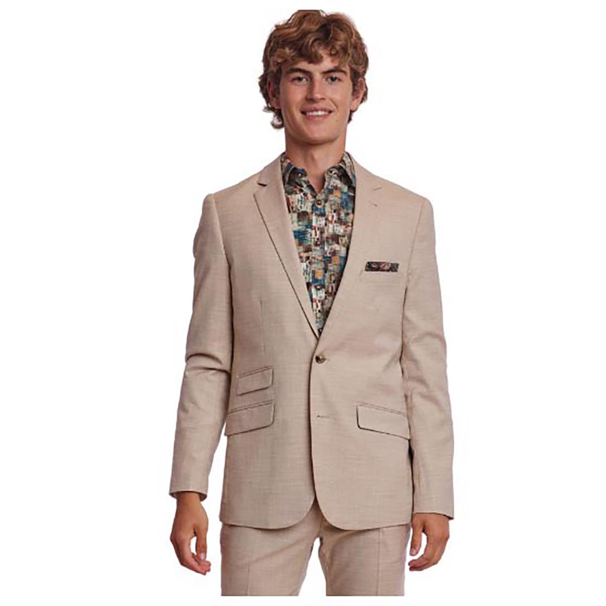Mens Paisley & Gray Jacket - Cream Beige