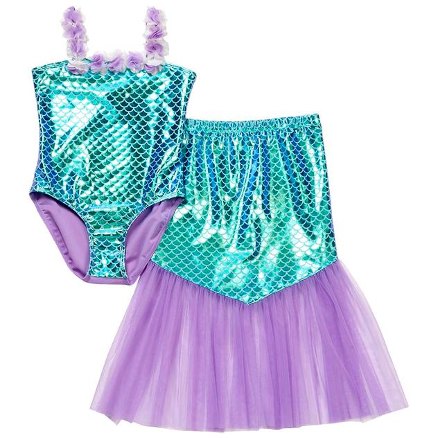 Girls (4-6x) Floatimini® Mermaid One Piece & Tail Skirt Swim Set