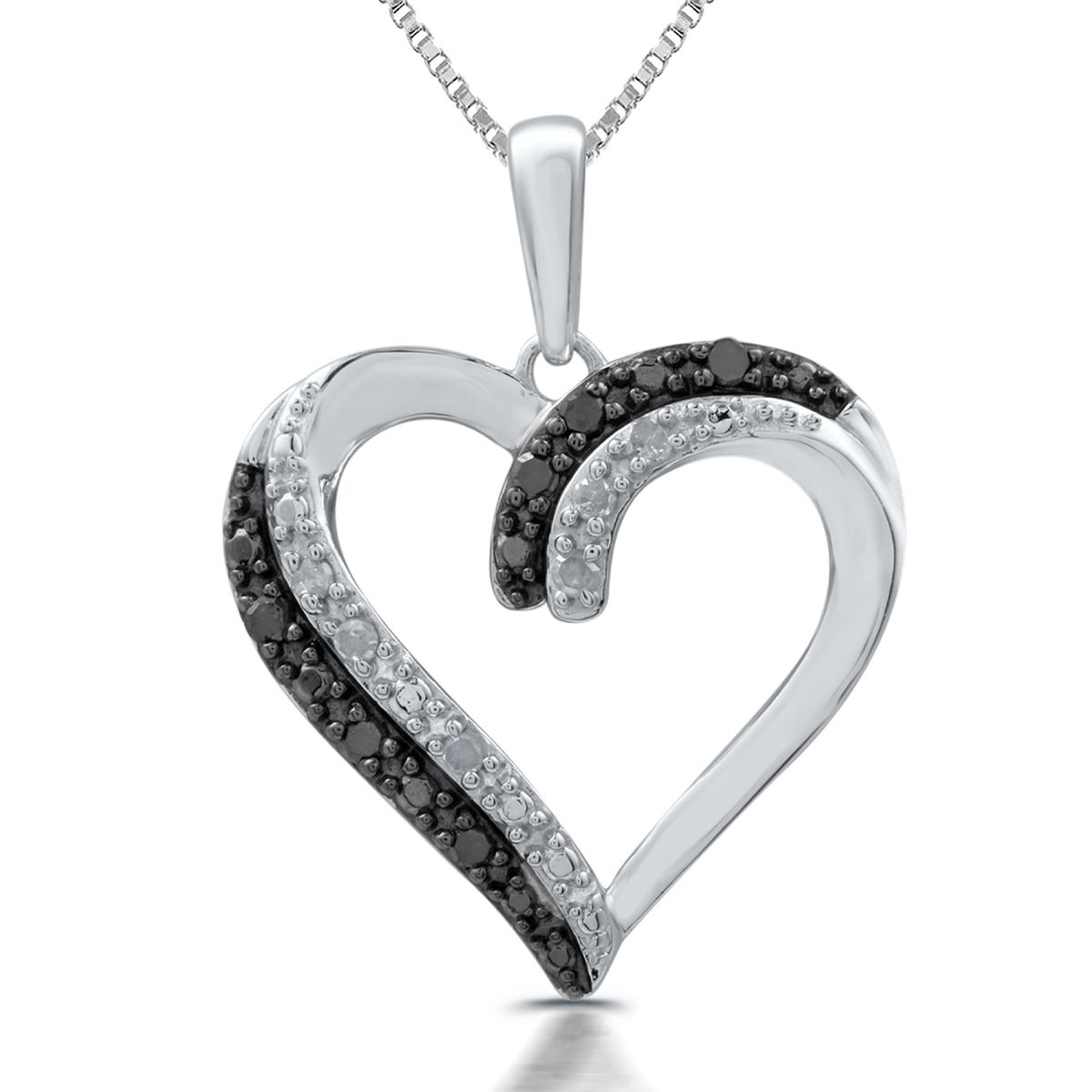1/10ctw. Black and White Heart Pendant