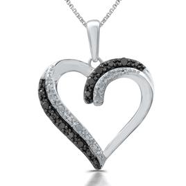 1/10ctw. Black and White Heart Pendant