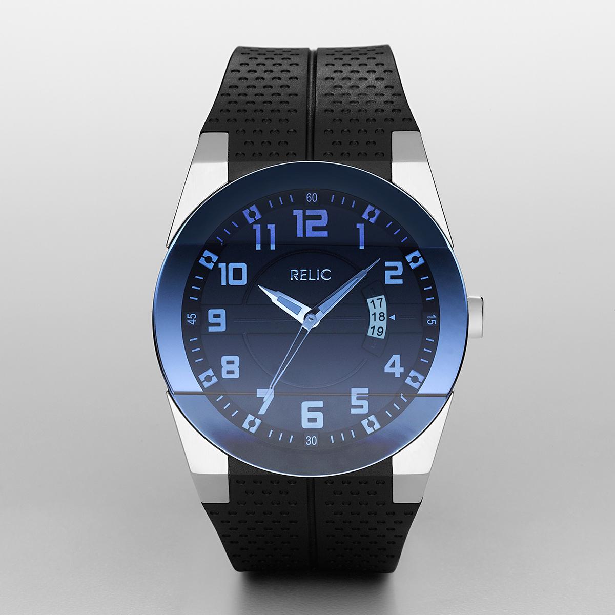 Mens RELIC by Fossil Jake Beveled Blue Dial Watch - ZR11861