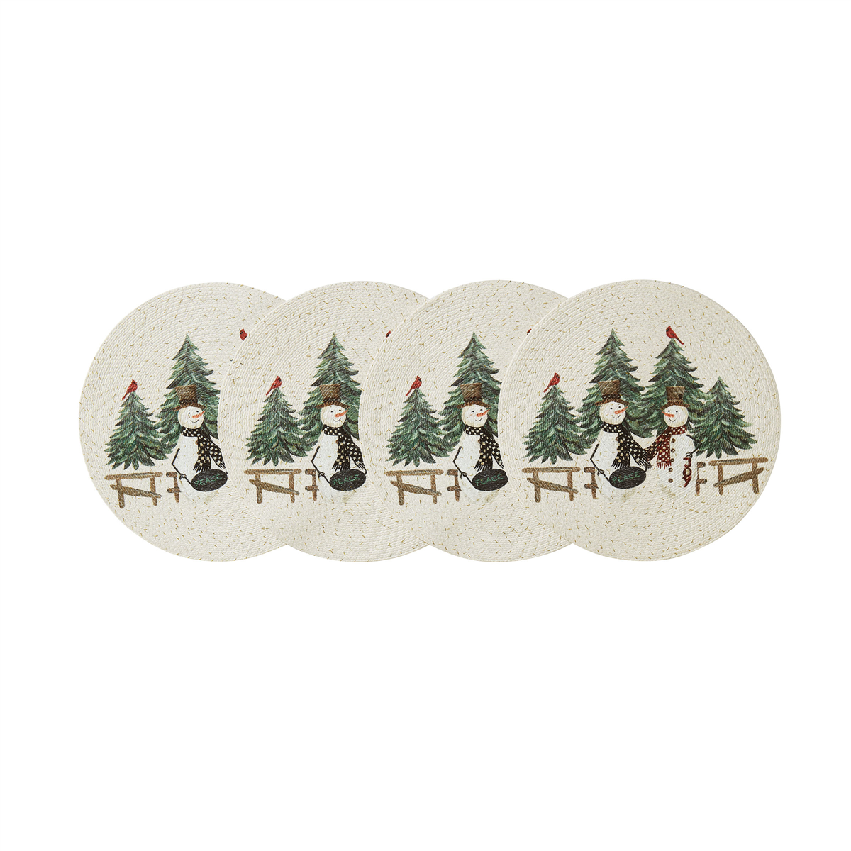 Avanti Linens Country Snowman Round Placemats - Set of 4